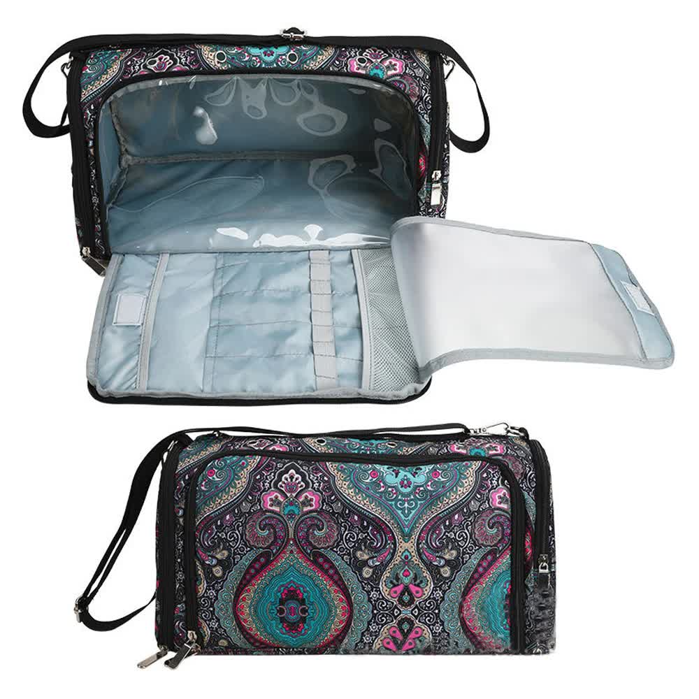 Geometric Patterns Multi-Functional Crochet Hook and Yarn Storage Bag ??Convenient Carrying Case for Crochet, Knitting Tools, and Yarn, with Stylish