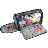 Geometric Patterns Multi-Functional Crochet Hook and Yarn Storage Bag – Convenient Carrying Case for Crochet, Knitting Tools, and Yarn, with Stylish Pattern Design (Tools Not Included) - Top-Down View