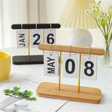 Black Modern Minimalist Wooden Flip Calendar - Stylish Desktop Calendar for Home, Office, and Study Room - Side View