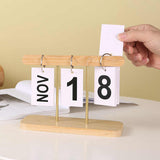 Black Modern Minimalist Wooden Flip Calendar - Stylish Desktop Calendar for Home, Office, and Study Room - Rear View