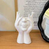 2 Pcs White Elegant Hand-Shaped Brush Holder – Creative Makeup Brush Organizer for Vanity and Desk(Makeup brush not included) - 45-Degree Angle