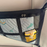 Black Car Roof Triangular Storage Net – Adjustable Ceiling Organizer for Vehicles - Side View