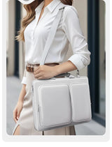 Black 15.6-Inch Shockproof Laptop Bag with Compartments - Slim Design, Travel-Ready - Top-Down View