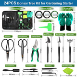 24-Piece Bonsai Tree Tool Kit for Gardening Starters – Complete Bonsai Care Set with Organizer Bag - 45-Degree Angle