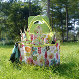 Green 9-Piece Floral Garden Tool Set for Women – Complete Gardening Kit with Tote Bag, Pruners, and Gloves - Side View