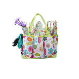 Green 9-Piece Floral Garden Tool Set for Women ??Complete Gardening Kit with Tote Bag, Pruners, and Gloves