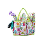 Green 9-Piece Floral Garden Tool Set for Women – Complete Gardening Kit with Tote Bag, Pruners, and Gloves - 45-Degree Angle