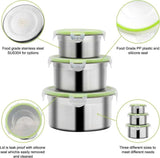 Brown 3-Piece 304 Stainless Steel Food Storage Set with Leak-Proof Lids – Round Design for Fridge and Meal Prep - Side View