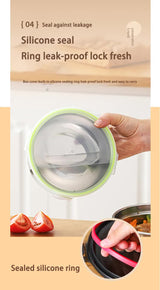 Brown 3-Piece 304 Stainless Steel Food Storage Set with Leak-Proof Lids – Round Design for Fridge and Meal Prep - Rear View