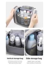 Blue Large Capacity Travel Toiletry Bag with Dry-Wet Separation - Hanging Organizer for Cosmetics and Personal Care - Top-Down View