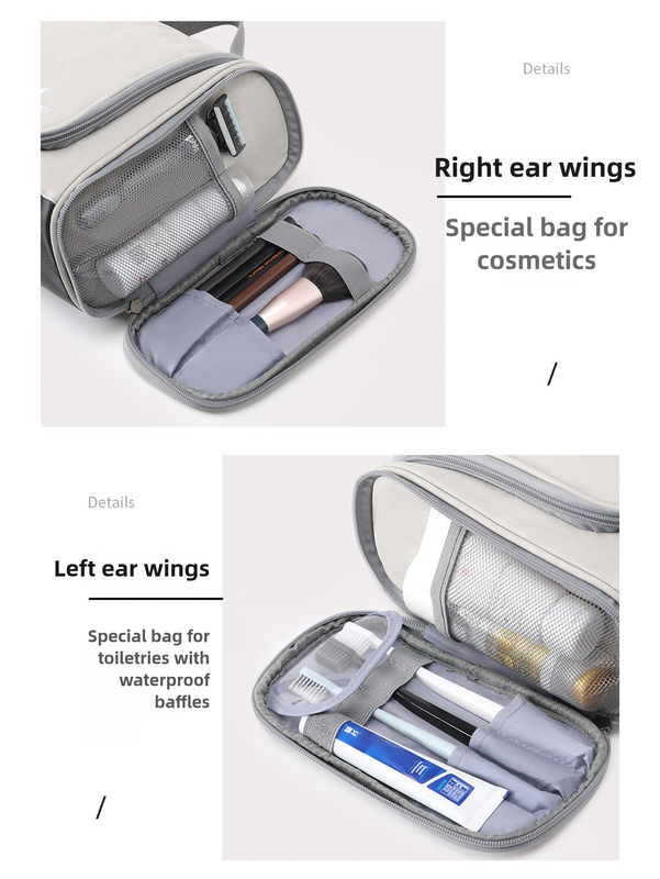Blue Large Capacity Travel Toiletry Bag with Dry-Wet Separation - Hanging Organizer for Cosmetics and Personal Care