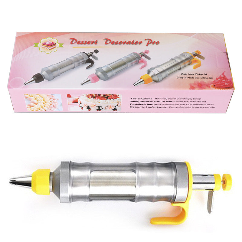 Yellow Cream Piping Gun for Cookie Decorating ??6 Nozzle DIY Set for Baking and Cake Decoration