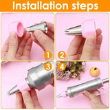 Yellow Cream Piping Gun for Cookie Decorating – 6 Nozzle DIY Set for Baking and Cake Decoration - Rear View