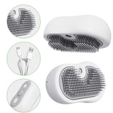 2 Pcs Grey and White 3-in-1 Pet Grooming Steam Brush – Silent, Heated Brush for Fur Removal and Odor Elimination - Side View