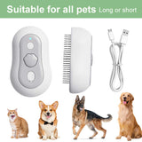 2 Pcs Grey and White 3-in-1 Pet Grooming Steam Brush – Silent, Heated Brush for Fur Removal and Odor Elimination - 45-Degree Angle