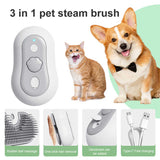 2 Pcs Grey and White 3-in-1 Pet Grooming Steam Brush – Silent, Heated Brush for Fur Removal and Odor Elimination - Rear View