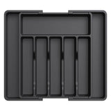 Black Adjustable Polypropylene Kitchen Drawer Organizer ??8 Compartments, Large Capacity, Easy to Clean
