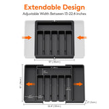 Black Adjustable Polypropylene Kitchen Drawer Organizer ??8 Compartments, Large Capacity, Easy to Clean