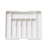 White Adjustable Polypropylene Kitchen Drawer Organizer - 8 Compartments, Large Capacity, Easy to Clean