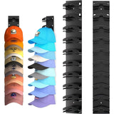 1 Pcs Black Adjustable Hat Organizer Rack for Baseball Caps - Space Saving Wall-Mounted Hat Storage with 2 Hanging Methods for Display and Storage(