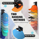 1 Pcs Black Adjustable Hat Organizer Rack for Baseball Caps - Space Saving Wall-Mounted Hat Storage with 2 Hanging Methods for Display and Storage(Baseball cap is a shooting prop and is not included) - Side View
