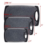 Black 3-Piece Marble Pattern Cutting Board Set – Non-slip PP Plastic, Hanging Design, Kitchen Knife Chopping Board for Vegetable and Meat Prep - Front View