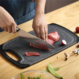Black 3-Piece Marble Pattern Cutting Board Set – Non-slip PP Plastic, Hanging Design, Kitchen Knife Chopping Board for Vegetable and Meat Prep - Side View