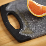 Black 3-Piece Marble Pattern Cutting Board Set – Non-slip PP Plastic, Hanging Design, Kitchen Knife Chopping Board for Vegetable and Meat Prep - Rear View