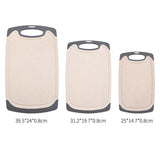 Beige 3-Piece Wheat Straw Cutting Board Set ??Non-slip, Groove Design, Plastic Chopping Board for Kitchen Use