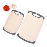 Off White 3-Piece Wheat Straw Cutting Board Set – Non-slip, Groove Design, Plastic Chopping Board for Kitchen Use - Top-Down View