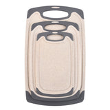 Beige 3-Piece Wheat Straw Cutting Board Set ??Non-slip, Groove Design, Plastic Chopping Board for Kitchen Use