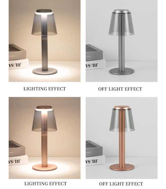 Gold Stylish Transparent Desk Lamp with Touch Control, LED, Type-C Charging ??Simple and Modern Design