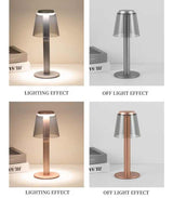 Silver Stylish Transparent Desk Lamp with Touch Control, LED, Type-C Charging - Simple and Modern Design - Side View