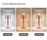 Silver Stylish Transparent Desk Lamp with Touch Control, LED, Type-C Charging - Simple and Modern Design - Top-Down View