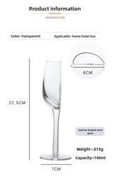 2 Pcs Unique Half-Round Crystal Wine Glass - Elegant Champagne Flute for Red & White Wine - 45-Degree Angle