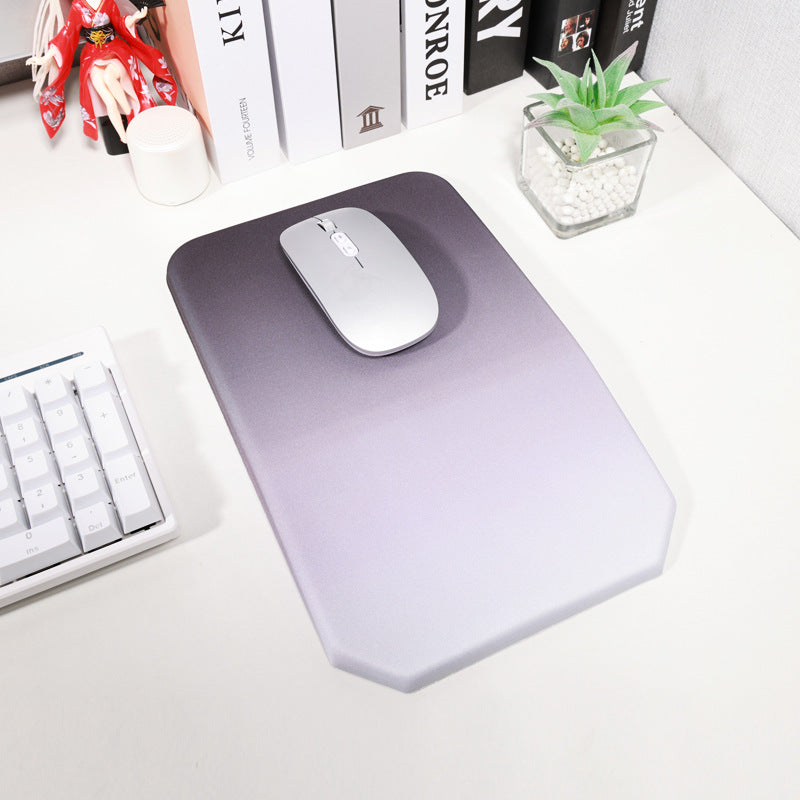 Gradual Black Ergonomic PU Anti-Slip Mouse Pad with Wrist Support ??Rectangular Gradient Desk Mat for Gaming and Office Use
