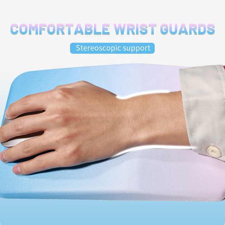 Gradual Black Ergonomic PU Anti-Slip Mouse Pad with Wrist Support ??Rectangular Gradient Desk Mat for Gaming and Office Use