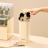 Black Gold Automatic Lifting Makeup Brush Holder with 4 Compartments, Large Capacity Cosmetic Brush Organizer(Makeup brushes are shooting props and are not included) - Top-Down View