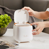 Light Green Portable Tabletop Trash Can with Dual-Layer Design - Convenient for Desk Organization - Side View