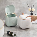 Light Green Portable Tabletop Trash Can with Dual-Layer Design - Convenient for Desk Organization - Top-Down View
