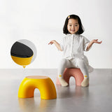 Yellow Minimalist Round Shape Footstool - Durable Anti-slip Rainbow Stool for Home, Creative Design PP+Polypropylene Material, Comfortable Shoe Bench - Side View