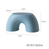 Blue Minimalist Round Shape Footstool - Durable Anti-slip Rainbow Stool for Home, Creative Design PP+Polypropylene Material, Comfortable Shoe Bench - Front View