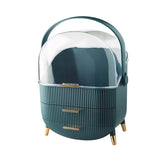 Dark Green Multifunctional Makeup Organizer with Large Capacity and Transparent Design(Makeup is a prop for shooting and is not included) - Side View