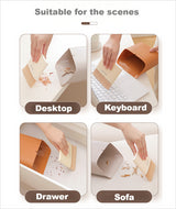 2 Set Orange Mini Desktop Sweeper and Trash Bin Set | Compact Desk Cleaning Brush Organizer | Small Tabletop Sweeping Dustpan for Home and Office Use - Top-Down View