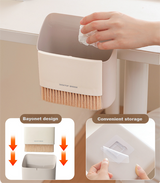 2 Set Orange Mini Desktop Sweeper and Trash Bin Set | Compact Desk Cleaning Brush Organizer | Small Tabletop Sweeping Dustpan for Home and Office Use