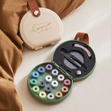 Apricot Portable Sewing Kit with Threads, Needles, and Tools - Compact Travel Case for Sewing Accessories - Front View