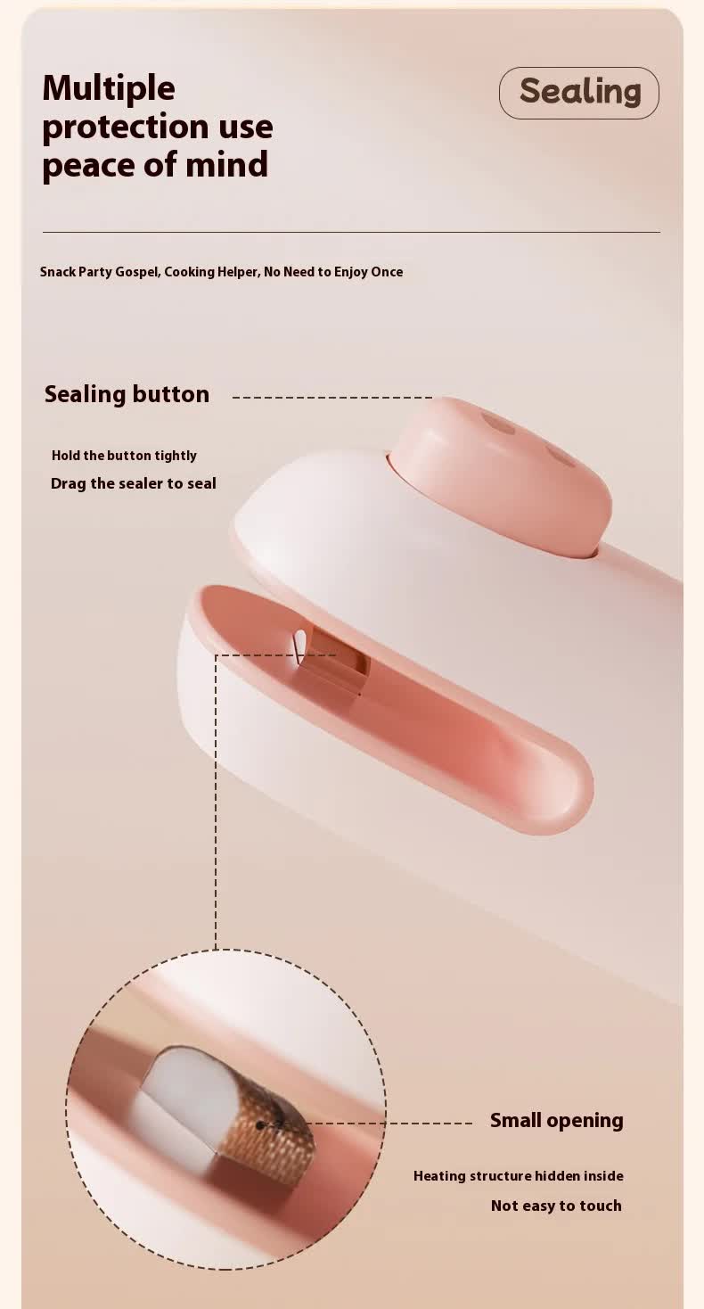 2 Pcs Pink Pig Mini Handheld Heat Sealing Machine for Food Bags ??Compact, Portable, USB Rechargeable