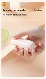 2 Pcs Light Brown Bear Mini Handheld Heat Sealing Machine for Food Bags - Compact, Portable, USB Rechargeable - Side View