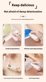2 Pcs Light Brown Bear Mini Handheld Heat Sealing Machine for Food Bags - Compact, Portable, USB Rechargeable - 45-Degree Angle