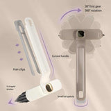 3 Pcs White Multi-Function Rotating Gap Cleaning Brush, 2-in-1 Hard Bristle Brush for Bathroom Tiles and Grout Lines - Side View